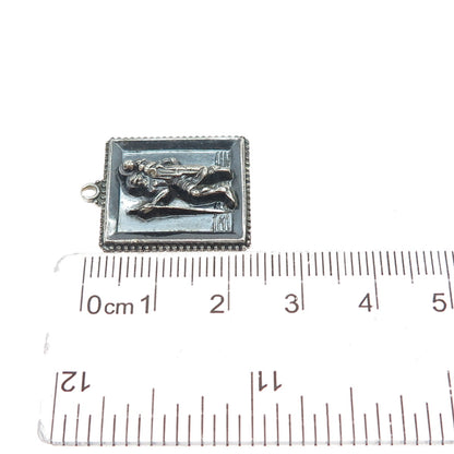 CREED 925 Sterling Silver Vintage St. Christopher Oxidized Charm Pendant