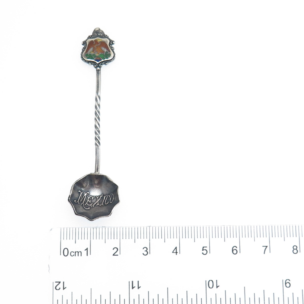 925 Sterling Silver Vintage Mexico Enamel Liberty Salt & Spices Spoon