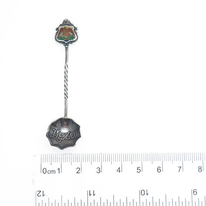 925 Sterling Silver Vintage Mexico Enamel Liberty Salt & Spices Spoon