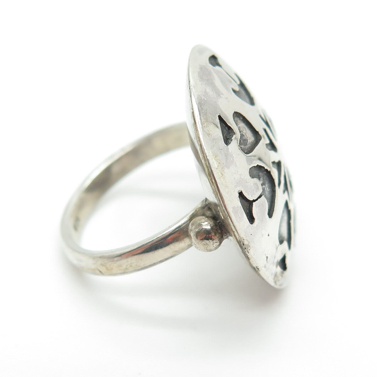 925 Sterling Silver Vintage Spades Playing Cards Symbol Oxidized Ring Size 5.5