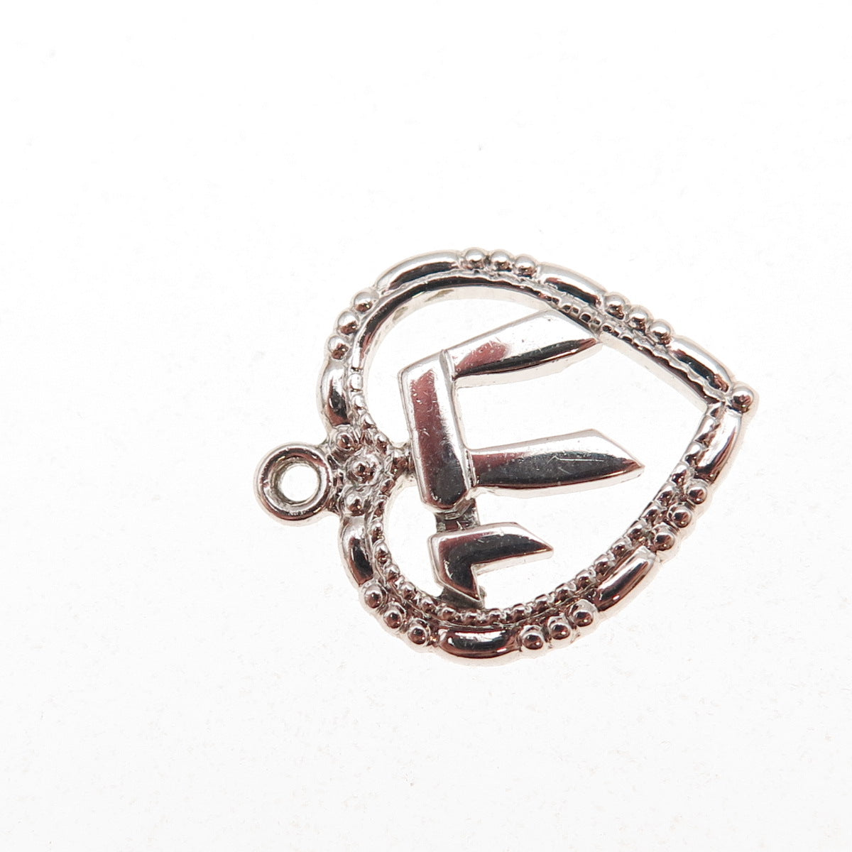 Theda 925 Sterling Silver Vintage Chai Judaica Heart Oxidized Charm Pendant