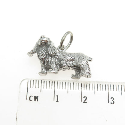 925 Sterling Silver Antique Art Deco King Charles Spaniel Dog 3D Charm Pendant