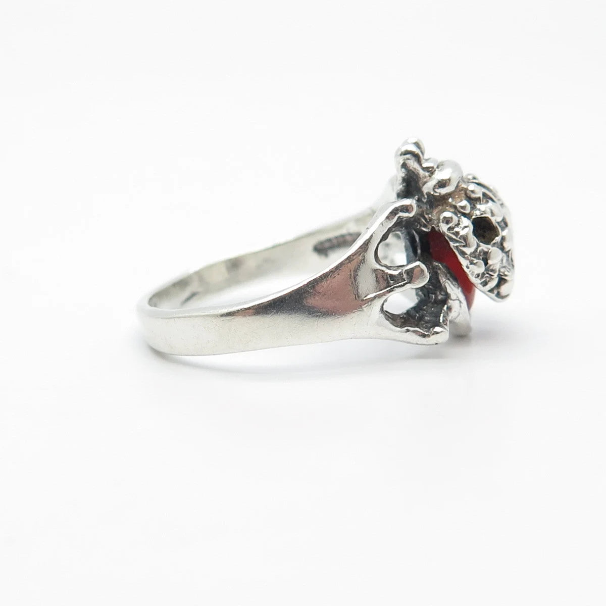 925 Sterling Silver Vintage Real Fiber Optic Cat's Eye Gem Ring Size 7.5