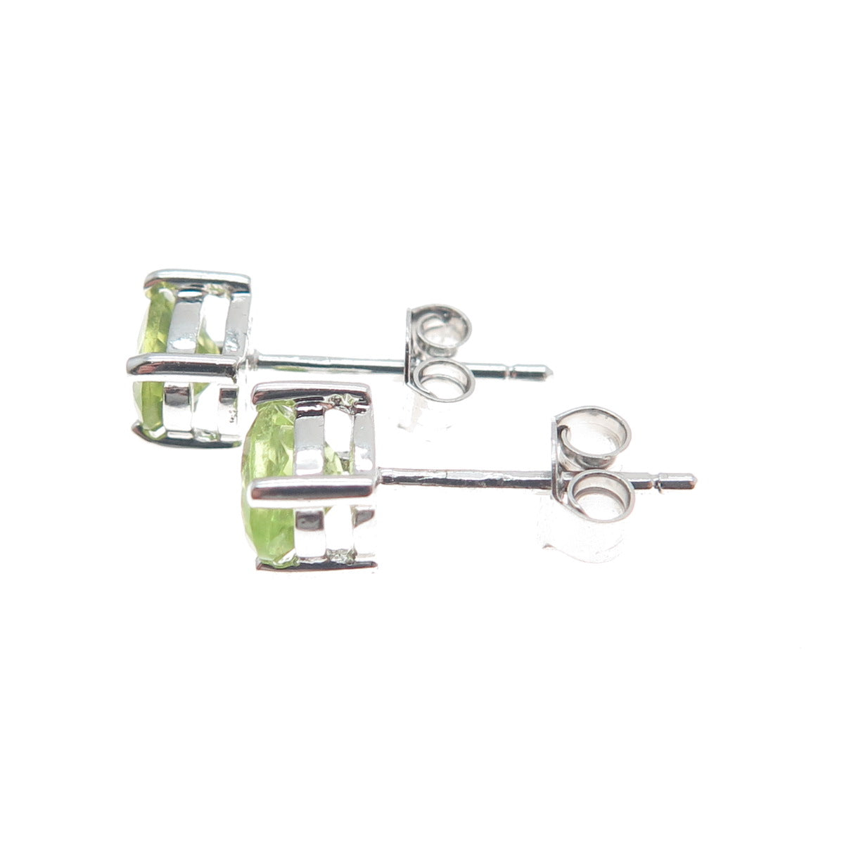 925 Sterling Silver Real Oval-Cut Peridot Stud Earrings