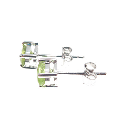 925 Sterling Silver Real Oval-Cut Peridot Stud Earrings