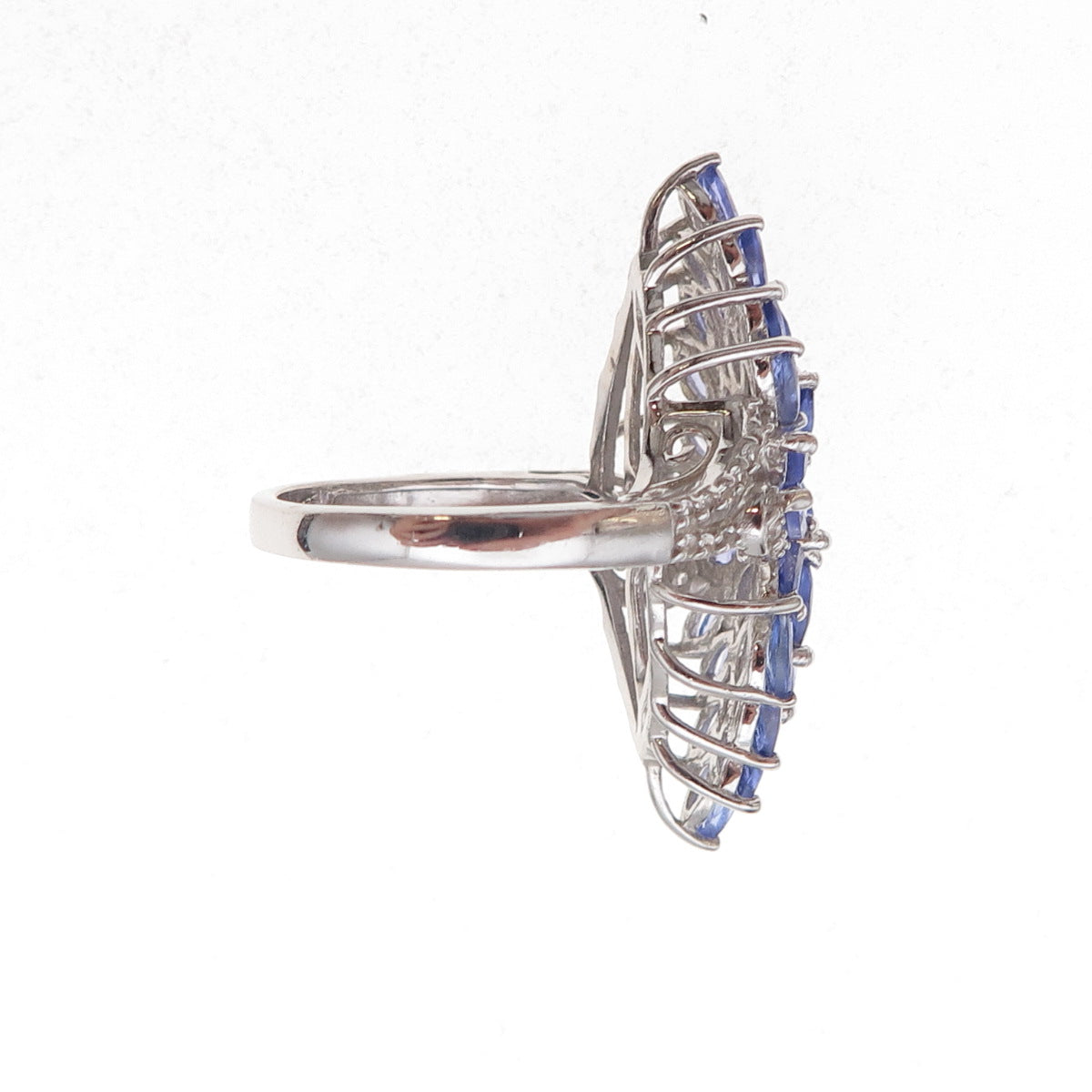 Chuck Clemency 925 Sterling Silver Real Tanzanite & White Topaz Ring Size 8.25