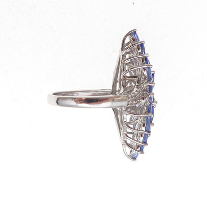 Chuck Clemency 925 Sterling Silver Real Tanzanite & White Topaz Ring Size 8.25