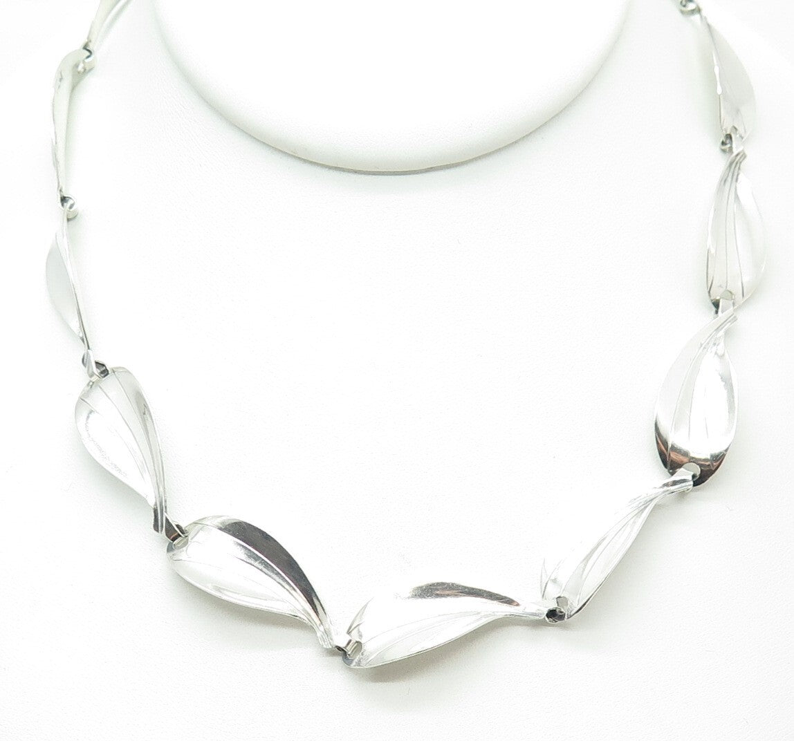 HERMANN SIERSBOL 925S Sterling Silver Vintage Denmark Petal Chain Necklace 16"