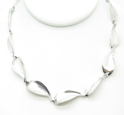 HERMANN SIERSBOL 925S Sterling Silver Vintage Denmark Petal Chain Necklace 16"