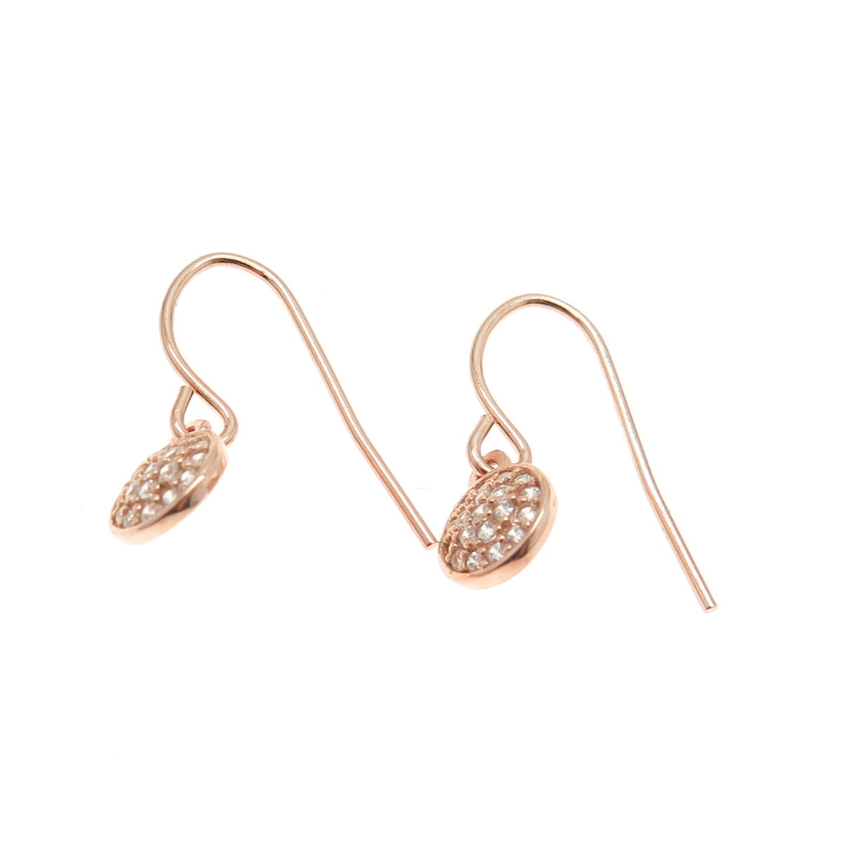 925 Sterling Silver Rose Gold Plated Round-Cut C Z Dangling Earrings