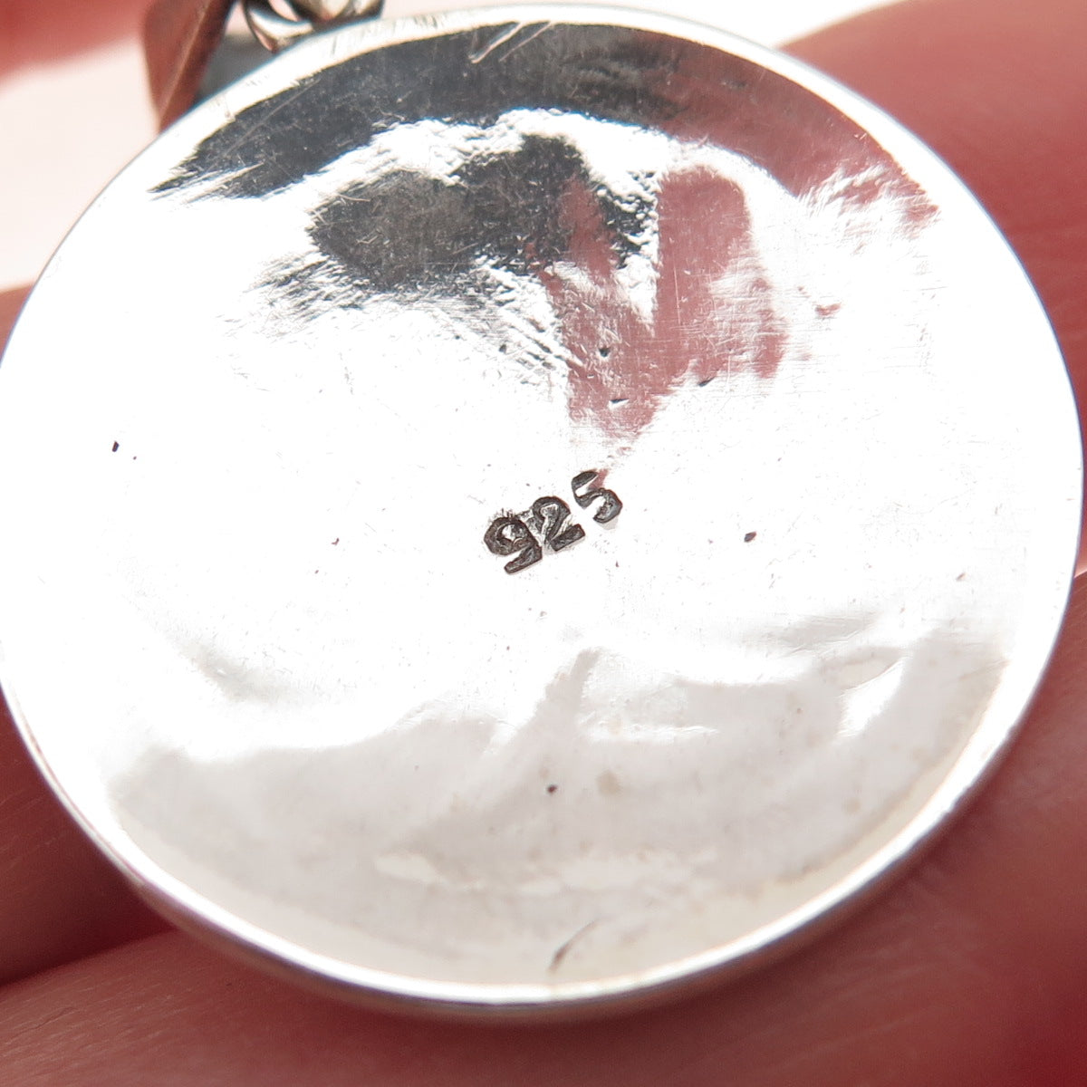 925 Sterling Silver Vintage Lotus Flower Oxidized Disc Charm Pendant