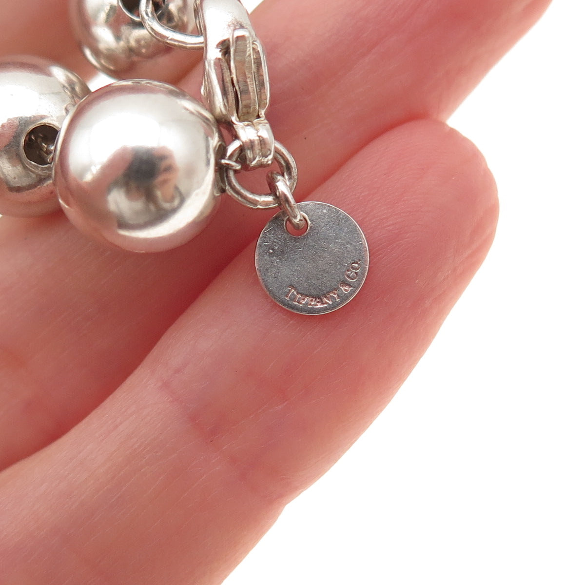 Tiffany & Co 925 Sterling Silver Vintage HardWear Ball Beaded Link Bracelet 6.5"