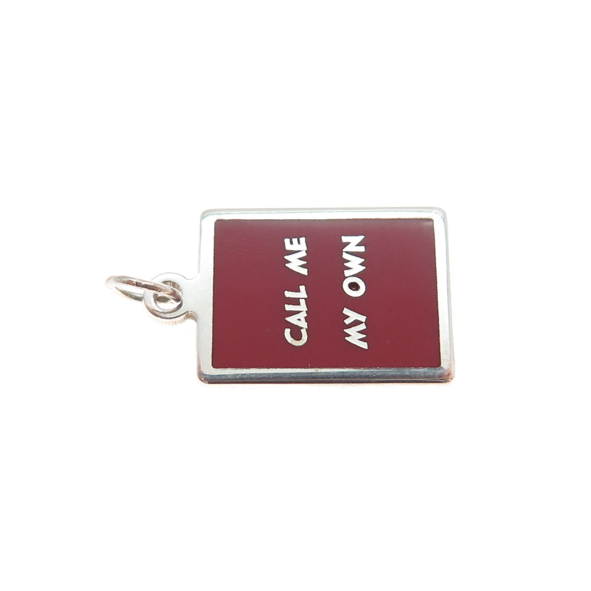 925 Sterling Silver Red Enamel Call Me My Own Minimalist Charm Pendant