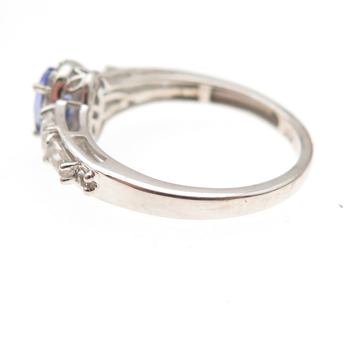 Chuck Clemency 925 Sterling Silver Real Tanzanite & White Topaz Ring Size 8.25
