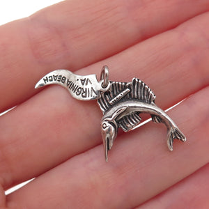 Pacific Jewelry 925 Sterling Silver Vintage Swordfish Oxidized Charm Pendant