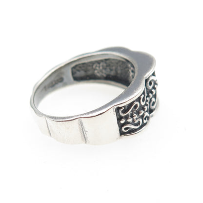 CHAPAL ZENRAY 925 Sterling Silver Vintage Modernist Swirl Oxidized Ring Size 9