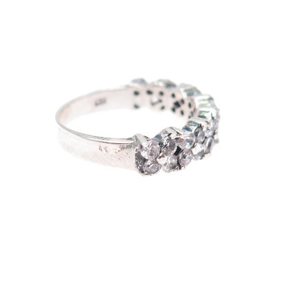 925 Sterling Silver Vintage Round-Cut C Z Half Eternity Band Ring Size 6.5