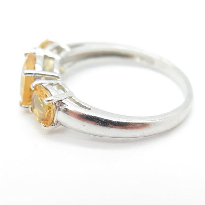 925 Sterling Silver Real Citrine Gemstone Ring Size 6.75