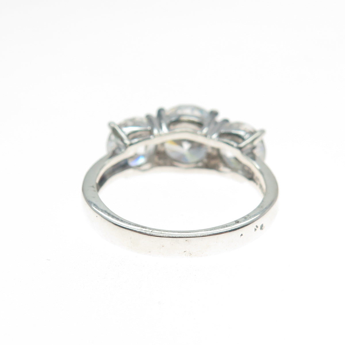 925 Sterling Silver Vintage Round-Cut C Z Engagement Ring Size 7