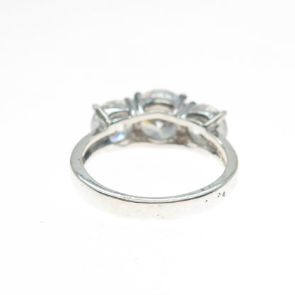 925 Sterling Silver Vintage Round-Cut C Z Engagement Ring Size 7