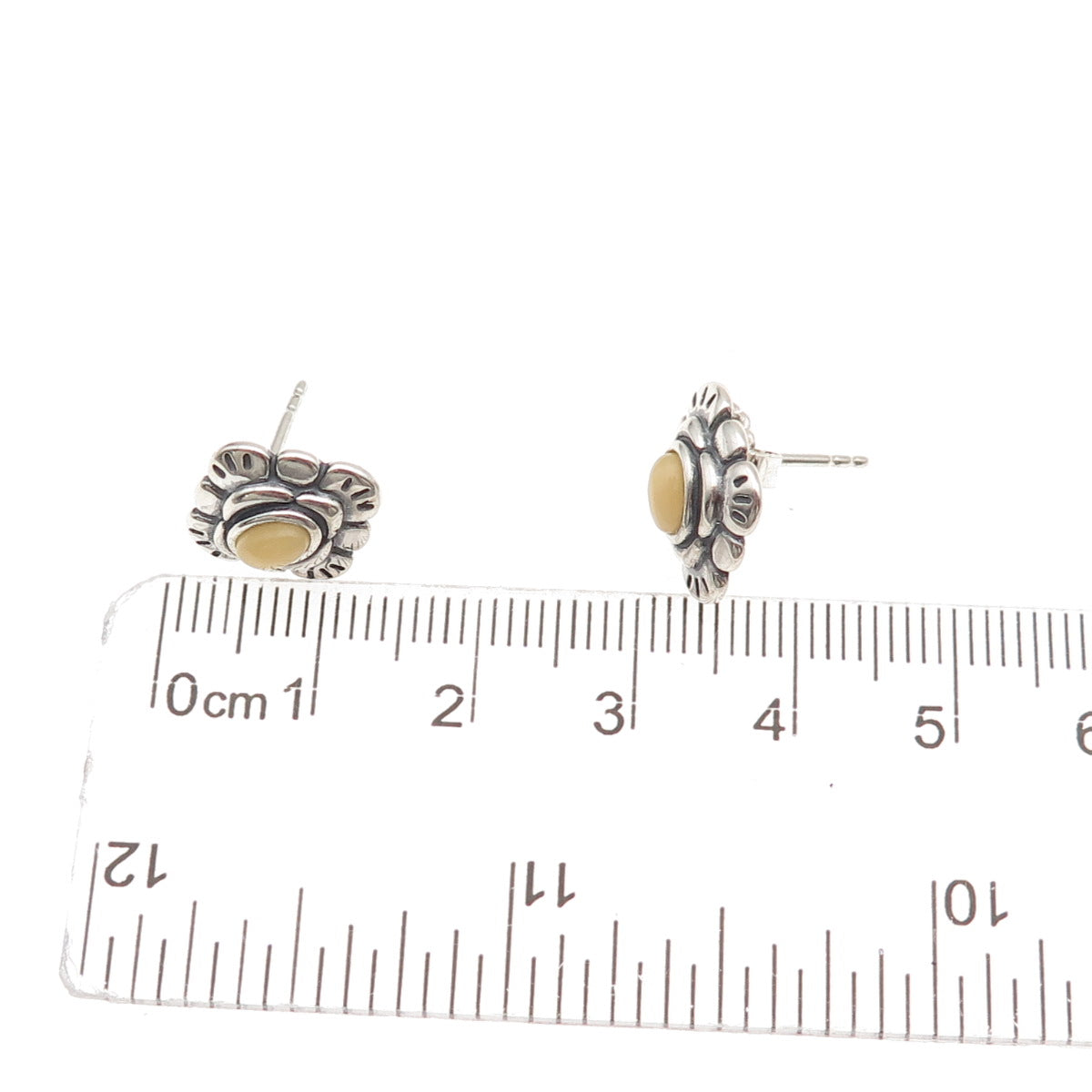 Carolyn Pollack American West Sterling Silver Vintage Real Agate Floral Earrings