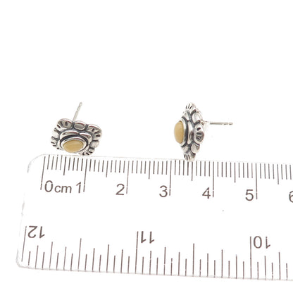 Carolyn Pollack American West Sterling Silver Vintage Real Agate Floral Earrings