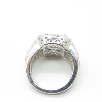 925 Sterling Silver Emma Skye Radiant-Cut Shaped C Z Engagement Ring Size 7