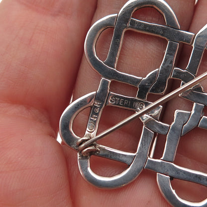 Hand & Hammer 925 Sterling Silver Vintage Heart Celtic Knot Oxidized Pin Brooch