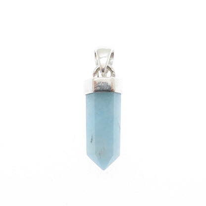 925 Sterling Silver Vintage Real Milky Aquamarine Amulet Charm Pendant