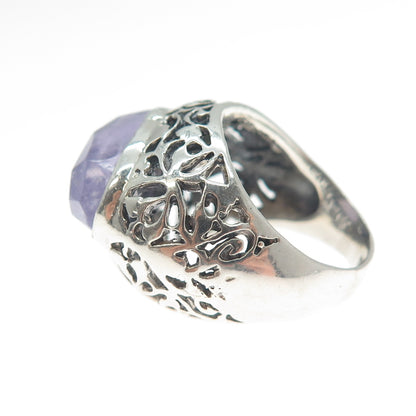 950 Silver Vintage Real Amethyst Flower Ring Size 7