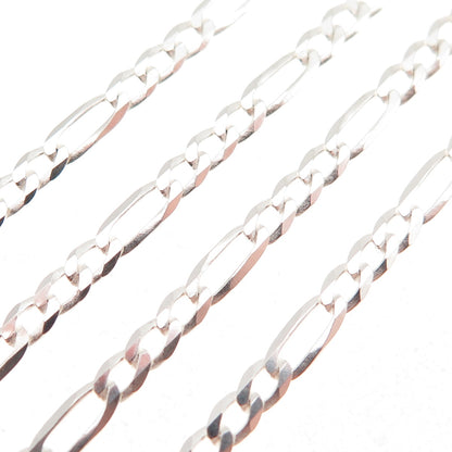 P. Lux 925 Sterling Silver Italy Figaro Chain Necklace 22"
