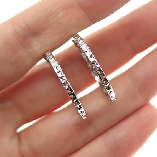 925 Sterling Silver Diamond-Cut Hoop Earrings