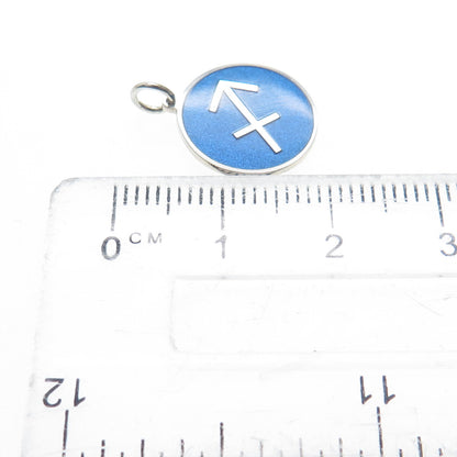 925 Sterling Silver Blue Enamel Sagittarius Zodiac Sign Minimalist Charm Pendant