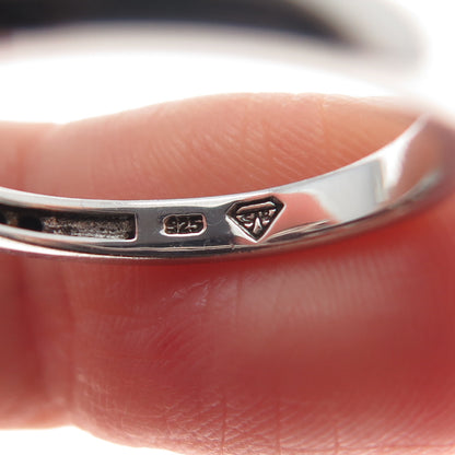 925 Sterling Silver Real Cushion-Cut Smoky Quartz & Black Spinel Ring Size 7.25