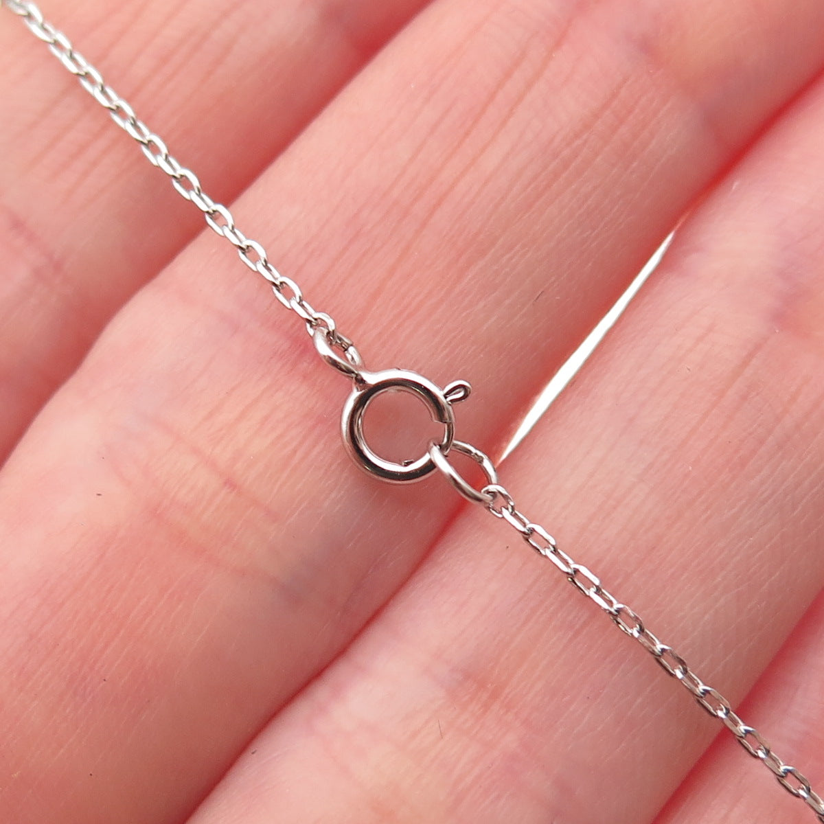 925 Sterling Silver Round-Cut C Z #Smile Cable Chain Necklace 16-18"