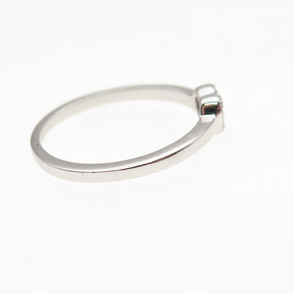 925 Sterling Silver Round-Cut C Z Heart Ring Size 7