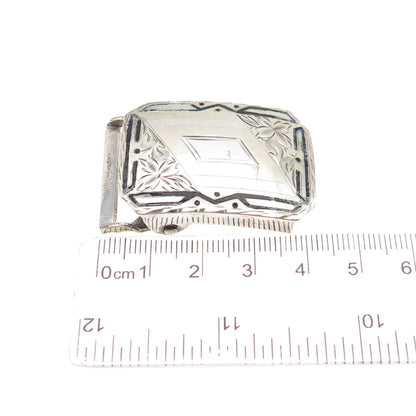 HWK Co. 925 Sterling Silver Antique Art Deco Enamel Belt Buckle