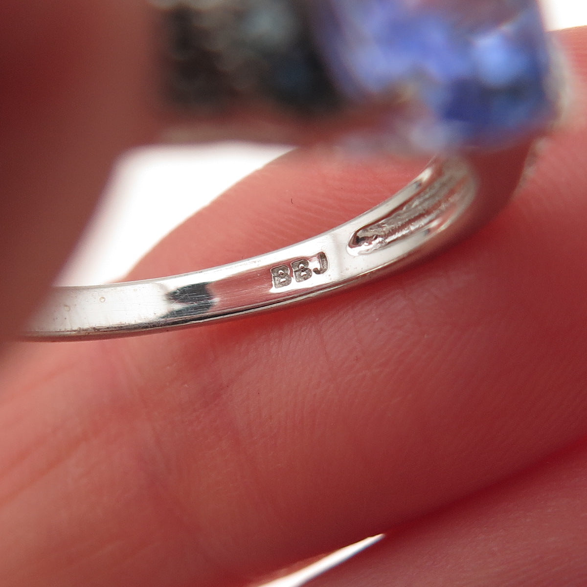 925 Sterling Silver Real Blue Diamond & Tanzanite Ring Size 8