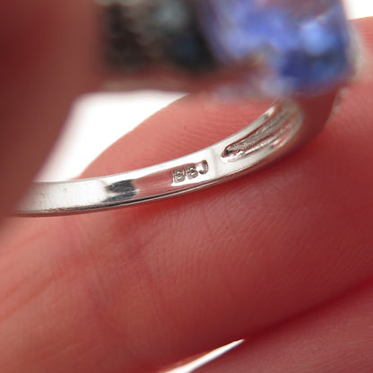 925 Sterling Silver Real Blue Diamond & Tanzanite Ring Size 8