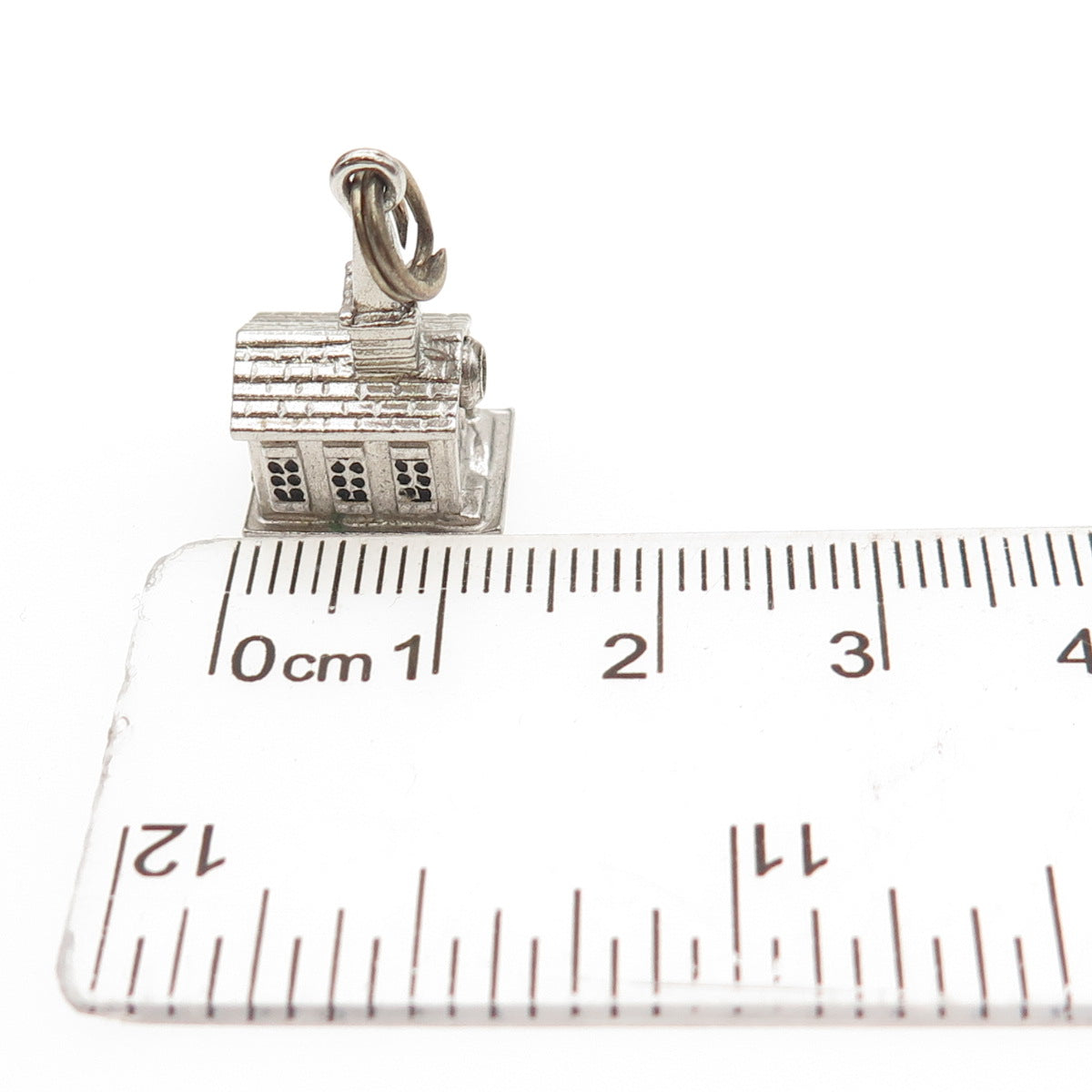 WELLS 925 Sterling Silver Vintage Stanhope Old Church 3D Mini Charm Pendant