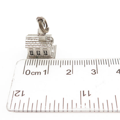 WELLS 925 Sterling Silver Vintage Stanhope Old Church 3D Mini Charm Pendant