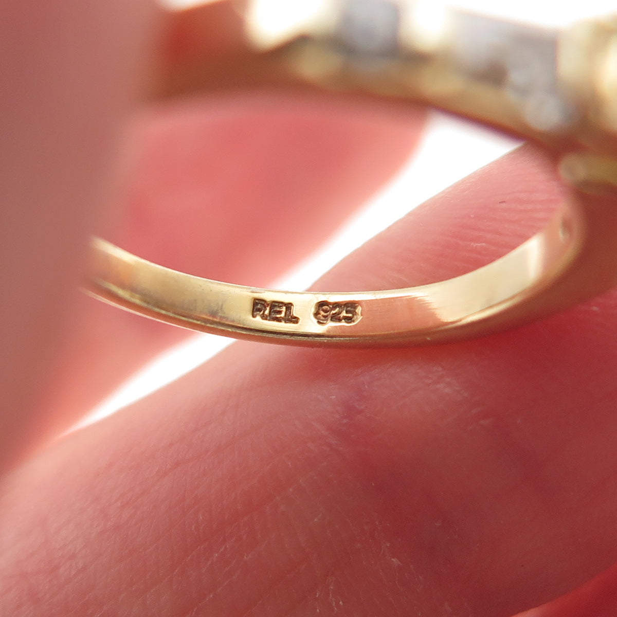 925 Sterling Gold Plated Round & Tapered Baguette-Cut C Z Engagement Ring Size 6