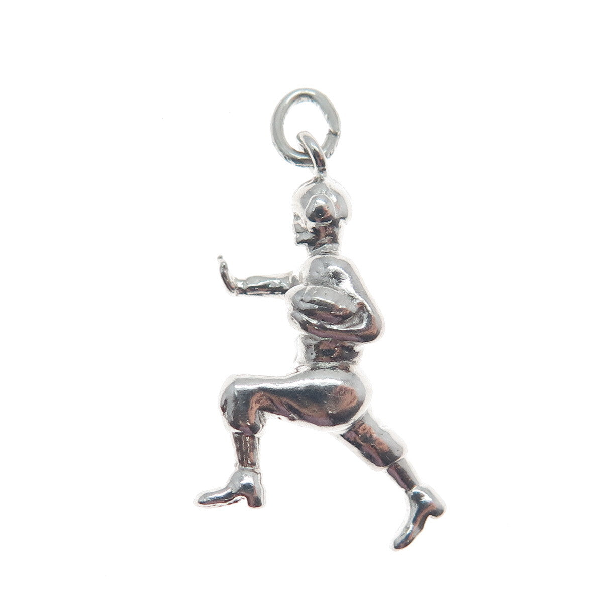 925 Sterling Silver Vintage Football Player 3D Pendant