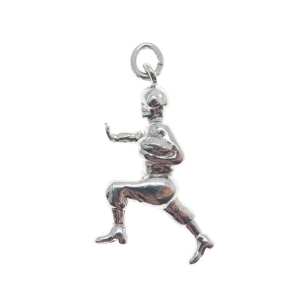925 Sterling Silver Vintage Football Player 3D Pendant