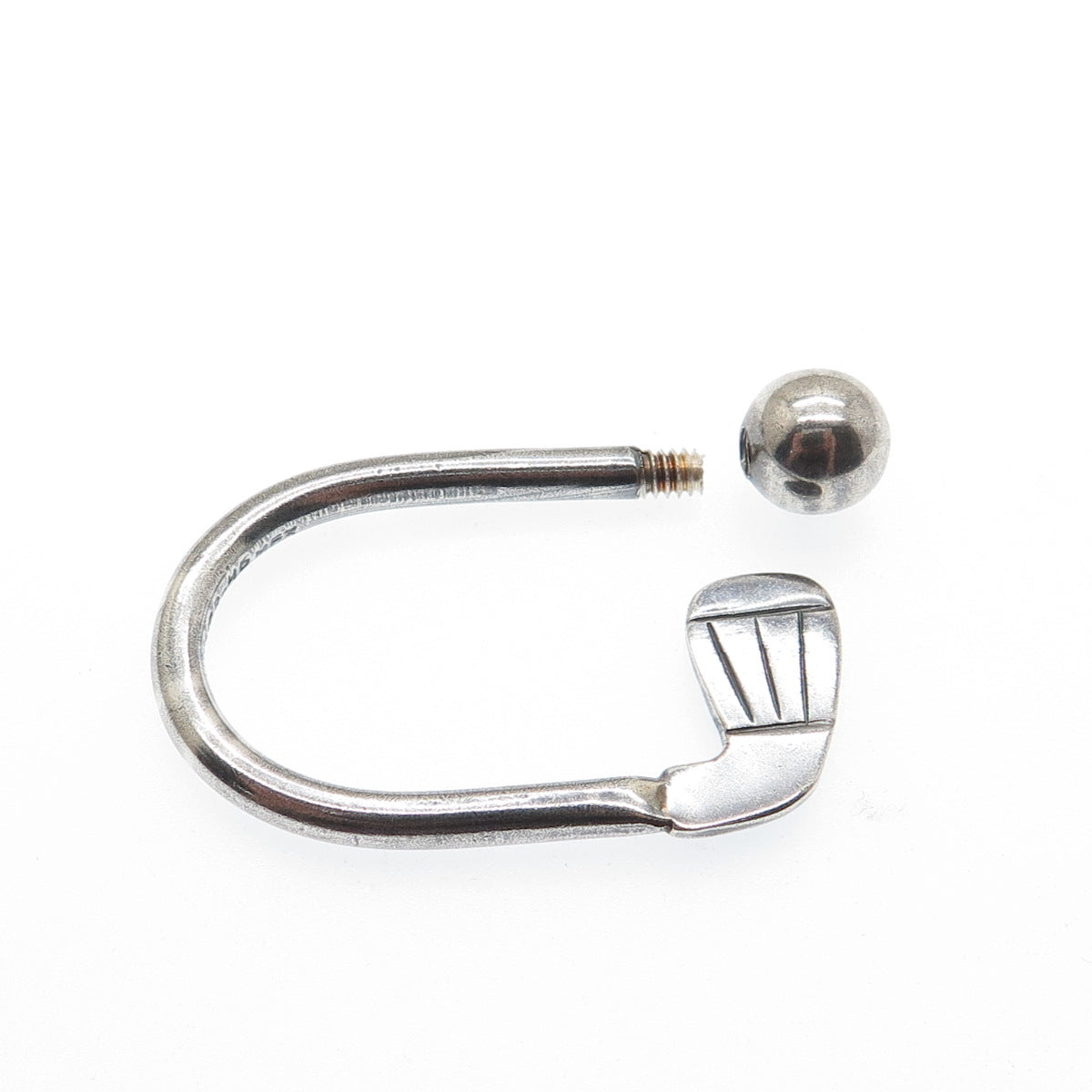 925 Sterling Silver Vintage Mexico Golf Club Screw Ball Key Ring Holder