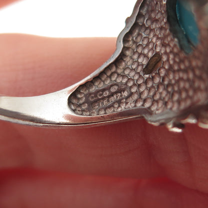 Coleman Co. 925 Sterling Silver 12K Gold Vintage Real Turquoise Ring Size 11.25