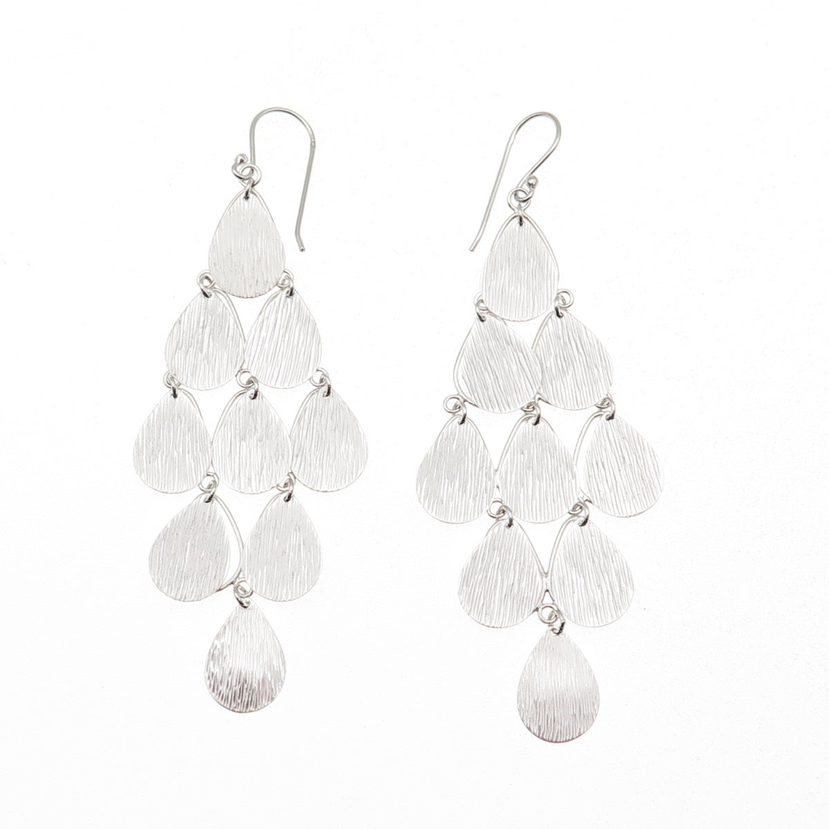 925 Sterling Silver Textured Raindrop Dangle Earrings