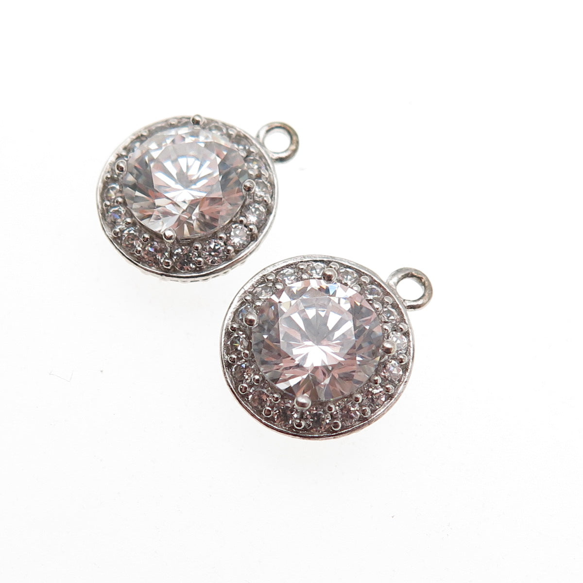 925 Sterling Silver Round-Cut C Z Jacket Earrings