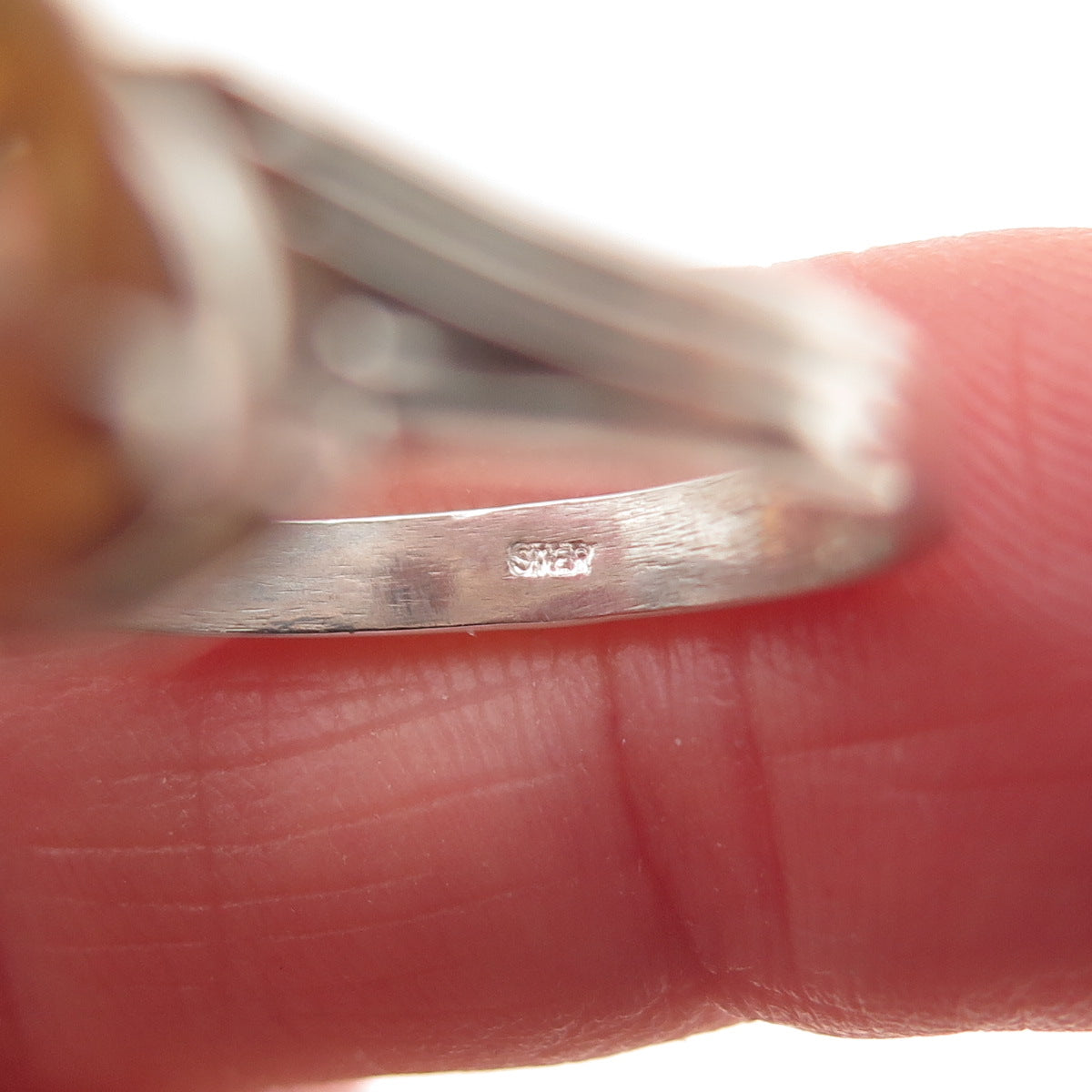 925 Sterling Silver Vintage Real Oval-Cut Citrine Bypass Ring Size 8.75