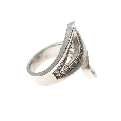 925 Sterling Silver Vintage Round-Cut C Z Adjustable Ring Size 8.5